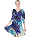 Ai Generated Dragon Fractal Art Texture Quarter Sleeve Front Wrap Dress View1