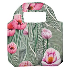 Pure And Radiant Watercolor Flowers Premium Foldable Grocery Recycle Bag by GardenOfOphir