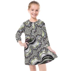 Fractal Background Pattern Texture Abstract Design Art Kids  Quarter Sleeve Shirt Dress by Ravend