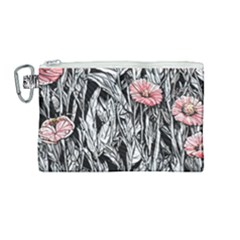 Luxurious Watercolor Flowers Canvas Cosmetic Bag (medium) by GardenOfOphir