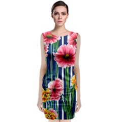 Charming And Cheerful Watercolor Flowers Classic Sleeveless Midi Dress by GardenOfOphir