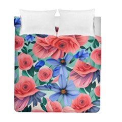 Classy Watercolor Flowers Duvet Cover Double Side (full/ Double Size) by GardenOfOphir