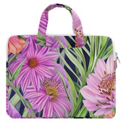 Cheerful Watercolors – Flowers Botanical Macbook Pro 16  Double Pocket Laptop Bag  by GardenOfOphir