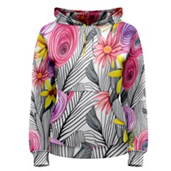 Darling And Dazzling Watercolor Flowers Women s Pullover Hoodie by GardenOfOphir