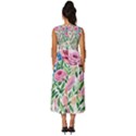 Different Watercolor Flowers Botanical Foliage Sleeveless Round Neck Midi Dress View4