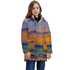 Nature Sunset Kid s Hooded Longline Puffer Jacket by GardenOfOphir