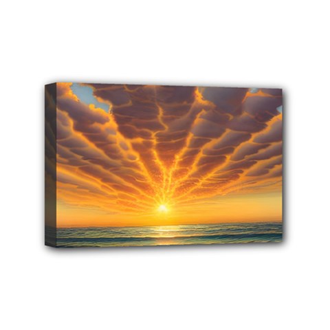 Waves At Sunset Mini Canvas 6  X 4  (stretched) by GardenOfOphir