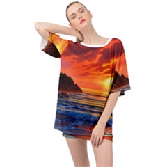 Reflecting Sunset Over Beach Oversized Chiffon Top by GardenOfOphir