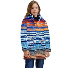 Sandy Beach Dreams Kid s Hooded Longline Puffer Jacket by GardenOfOphir