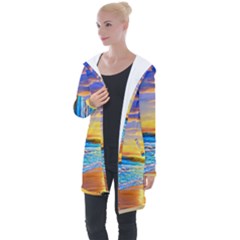 Sunrise At The Beach Longline Hooded Cardigan by GardenOfOphir