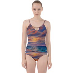 Serene Sunset Over Beach Cut Out Top Tankini Set by GardenOfOphir