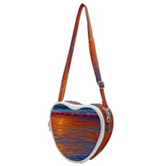 Sunset At The Beach Heart Shoulder Bag by GardenOfOphir