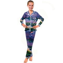 Astonishing Lake View Kid s Satin Long Sleeve Pajamas Set by GardenOfOphir