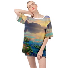Breathtaking Sunset Oversized Chiffon Top by GardenOfOphir