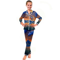 Glorious Sunset Kid s Satin Long Sleeve Pajamas Set by GardenOfOphir