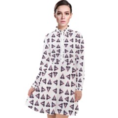 Happy Hound Funny Cute Gog Pattern Long Sleeve Chiffon Shirt Dress by dflcprintsclothing