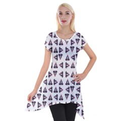 Happy Hound Funny Cute Gog Pattern Short Sleeve Side Drop Tunic by dflcprintsclothing