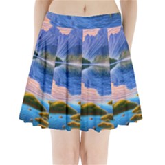 Romantic Lake Sunset Pleated Mini Skirt by GardenOfOphir