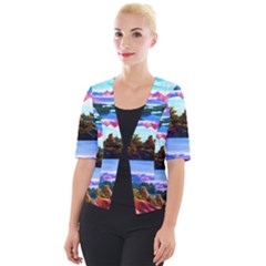 Solemn Soft Pastel Sunset Cropped Button Cardigan by GardenOfOphir