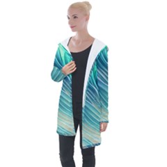 Pastel Ocean Waves Longline Hooded Cardigan by GardenOfOphir