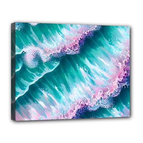 Summer Waves In Pink Iii Canvas 14  X 11  (stretched) by GardenOfOphir