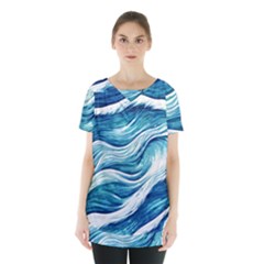 Abstract Blue Ocean Waves Skirt Hem Sports Top by GardenOfOphir