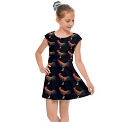 Background Pattern Chicken Fowl Cockerel Livestock Kids  Cap Sleeve Dress by Ravend