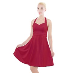 Cardinal Red	 - 	halter Party Swing Dress by ColorfulDresses