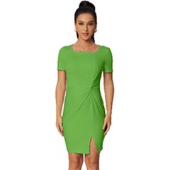 Snake Green	 - 	fitted Knot Split End Bodycon Dress by ColorfulDresses