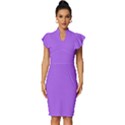 Orchid Purple	 - 	Vintage Frill Sleeve V-Neck Bodycon Dress View1