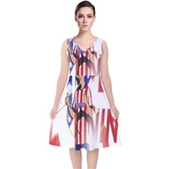 Fernando Torres Wallpaper V-neck Midi Sleeveless Dress  by artworkshop