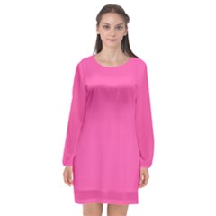 Bubble Gum Pink	 - 	long Sleeve Chiffon Shift Dress by ColorfulDresses