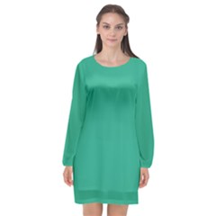 Jungle Green	 - 	long Sleeve Chiffon Shift Dress by ColorfulDresses