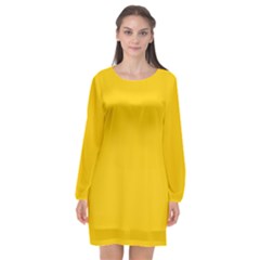 Canary Yellow	 - 	long Sleeve Chiffon Shift Dress by ColorfulDresses