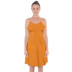 Apricot Orange	 - 	ruffle Detail Chiffon Dress by ColorfulDresses