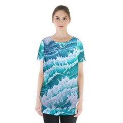 Waves On The Ocean Ii Skirt Hem Sports Top by GardenOfOphir