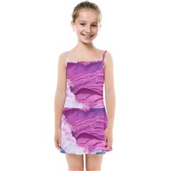 Abstract Pink Ocean Waves Kids  Summer Sun Dress by GardenOfOphir