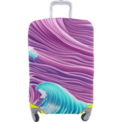 Pink Water Waves Luggage Cover (large) by GardenOfOphir