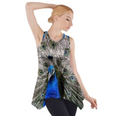 Peacock Bird Animal Feather Nature Colorful Side Drop Tank Tunic by Ravend