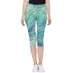 Wave Of The Ocean Inside Out Lightweight Velour Capri Leggings  by GardenOfOphir