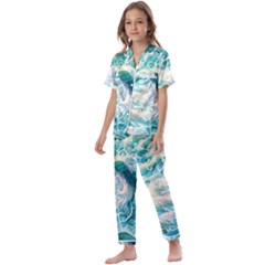 The Endless Sea Kids  Satin Short Sleeve Pajamas Set by GardenOfOphir