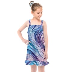 Abstract Pastel Ocean Waves Kids  Overall Dress by GardenOfOphir