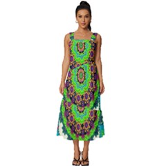 Artistic Pattern Mandala Square Neckline Tiered Midi Dress by Jancukart