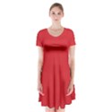 Amaranth Red	 - 	Short Sleeve V-neck Flare Dress View1