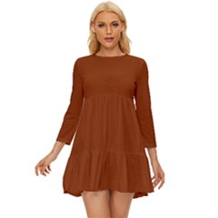 Dark Amber Orange	 - 	long Sleeve Babydoll Dress by ColorfulDresses