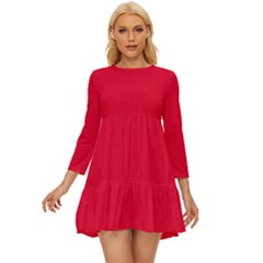 Cadmium Red	 - 	long Sleeve Babydoll Dress by ColorfulDresses