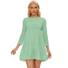 Soft Celadon Green	 - 	long Sleeve Babydoll Dress by ColorfulDresses