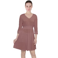 Blast Off Bronze Brown	 - 	quarter Sleeve Ruffle Waist Dress by ColorfulDresses