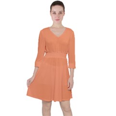 Atomic Tangerine Orange	 - 	quarter Sleeve Ruffle Waist Dress by ColorfulDresses