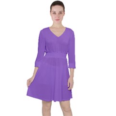 Amethyst Purple	 - 	quarter Sleeve Ruffle Waist Dress by ColorfulDresses